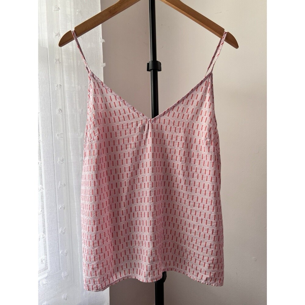Women’s A New Day Large Tank Top Sleeveless Lightweight White Coral Orange